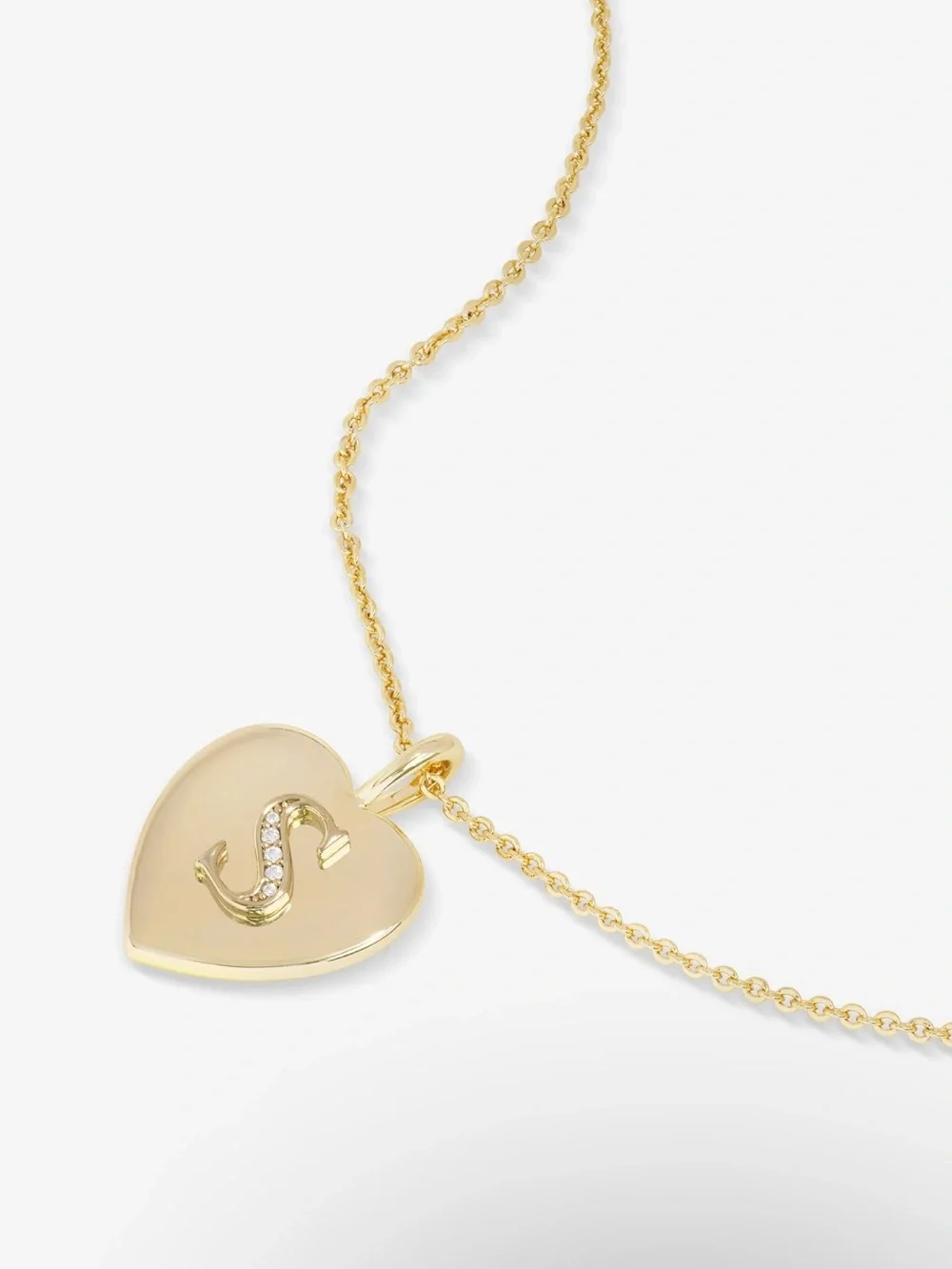Melinda Maria Gold Heart Initial “S” Pendant Necklace